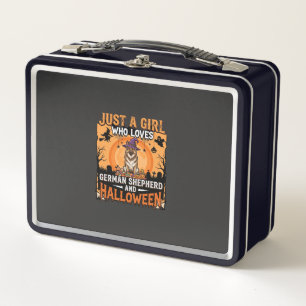 German Shepherd Halloween Girl Witch Dog Design Metal Lunch Box