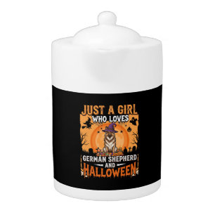 German Shepherd Halloween Girl Witch Dog Design Teapot