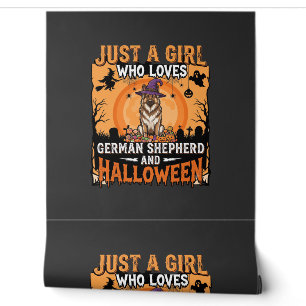 German Shepherd Halloween Girl Witch Dog Design Wallpaper