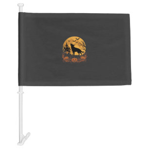 German Shepherd Halloween Moon Pumpkin Design_1 Car Flag