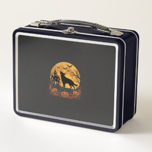 German Shepherd Halloween Moon Pumpkin Design_1 Metal Lunch Box