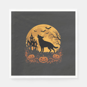 German Shepherd Halloween Moon Pumpkin Design_1 Napkins