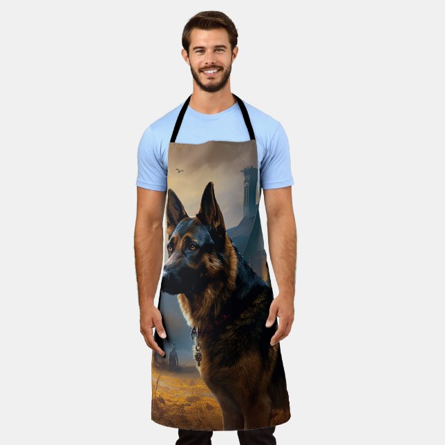 German Shepherd Halloween Scary Apron (Worn)