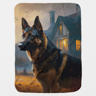 German Shepherd Halloween Scary Baby Blanket
