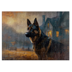 German Shepherd Halloween Scary Cutting Board