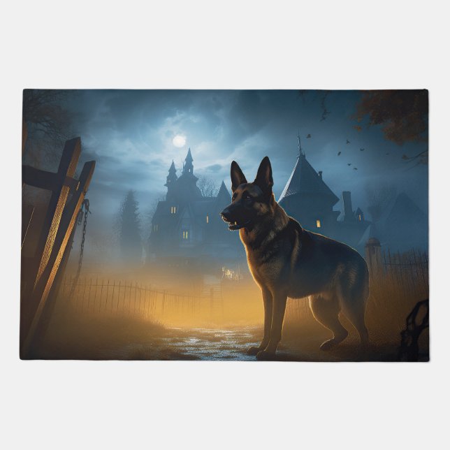 German Shepherd Halloween Scary Doormat (Front)