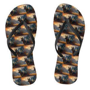 German Shepherd Halloween Scary Flip Flops