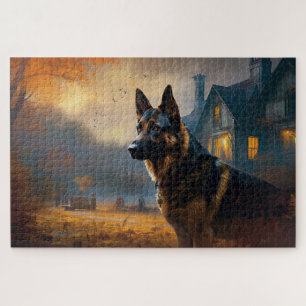 German Shepherd Halloween Scary Jigsaw Puzzle