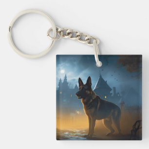 German Shepherd Halloween Scary Keychain