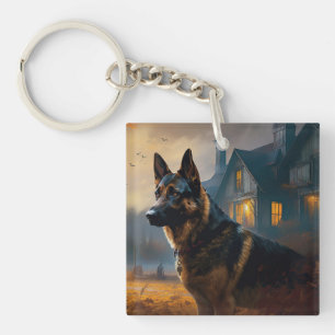 German Shepherd Halloween Scary Keychain