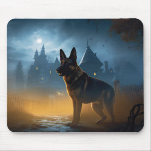 German Shepherd Halloween Scary Mouse Pad