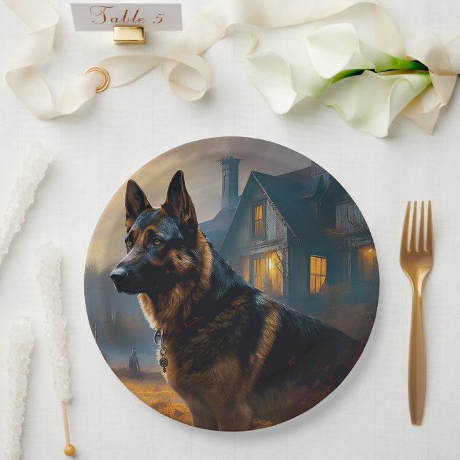 German Shepherd Halloween Scary Paper Plates (Wedding)