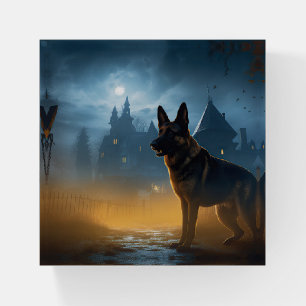 German Shepherd Halloween Scary Paperweight