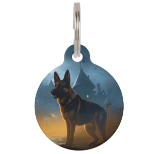 German Shepherd Halloween Scary Pet ID Tag
