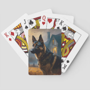 German Shepherd Halloween Scary Poker Cards