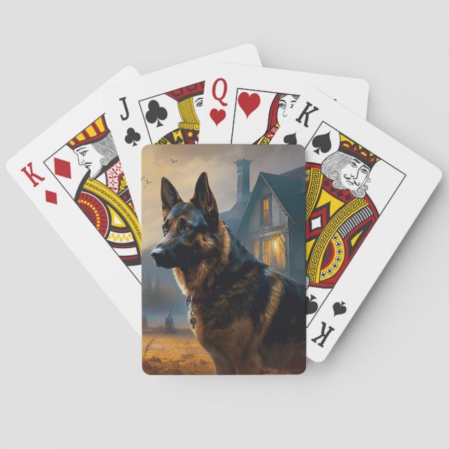 German Shepherd Halloween Scary Poker Cards (Back)