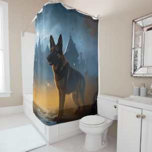 German Shepherd Halloween Scary Shower Curtain