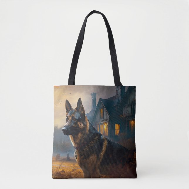 German Shepherd Halloween Scary Tote Bag (Front)
