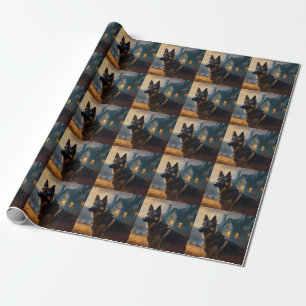 German Shepherd Halloween Scary Wrapping Paper