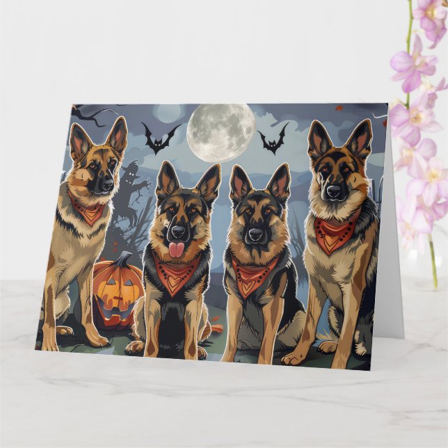 German Shepherd Halloween Spooky Card (Orchid)