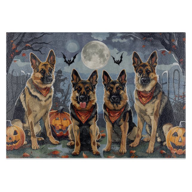 German Shepherd Halloween Spooky Cutting Board (Front)