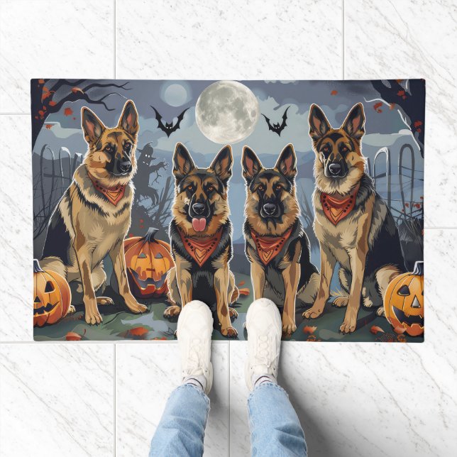 German Shepherd Halloween Spooky Doormat (Indoor)