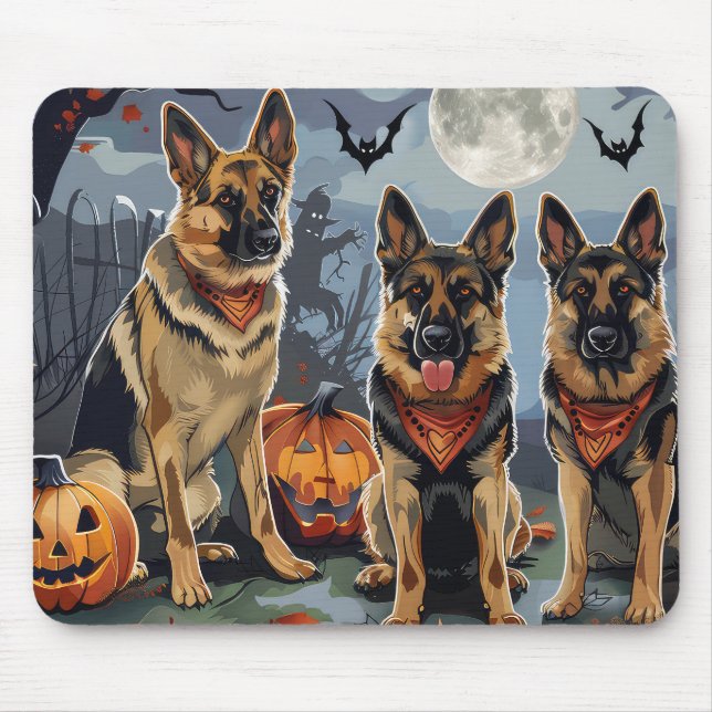 German Shepherd Halloween Spooky Mouse Pad (Front)