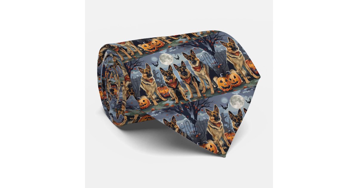 German Shepherd Halloween Spooky Neck Tie | Zazzle