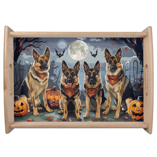 German Shepherd Halloween Spooky Serving Tray (Front)