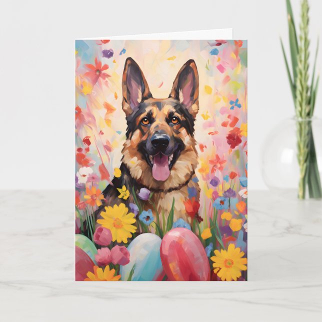 German Shepherd Happy Easter Card (Front)