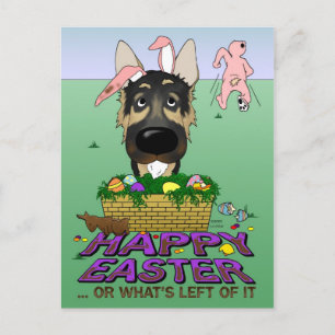German Shepherd Happy Easter Holiday Postcard