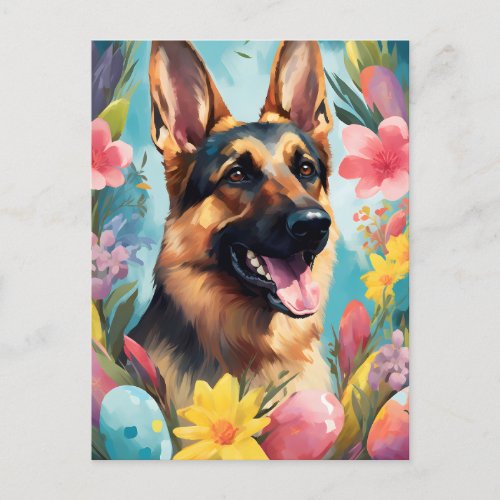 German Shepherd Happy Easter Postcard