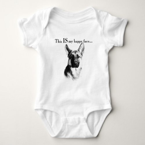 German Shepherd Happy Face Baby Bodysuit