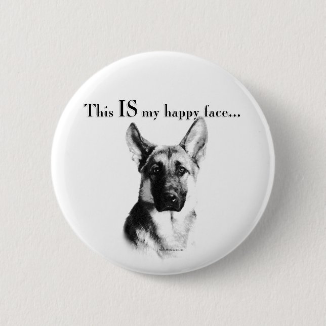 German Shepherd Happy Face Button (Front)
