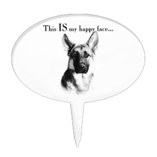 German Shepherd Happy Face Cake Topper
