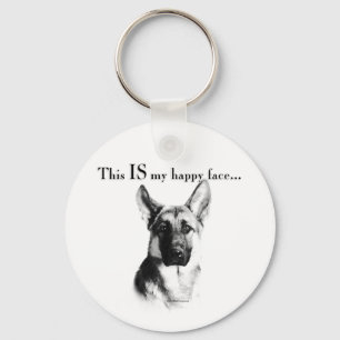 German Shepherd Happy Face Keychain