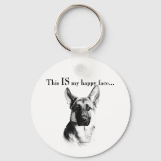 German Shepherd Happy Face Keychain