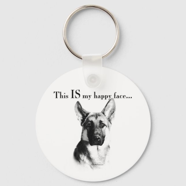 German Shepherd Happy Face Keychain (Front)