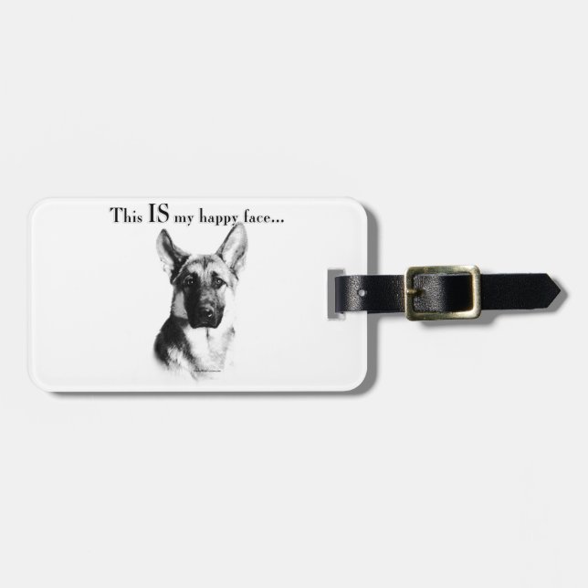 German Shepherd Happy Face Luggage Tag (Front Horizontal)