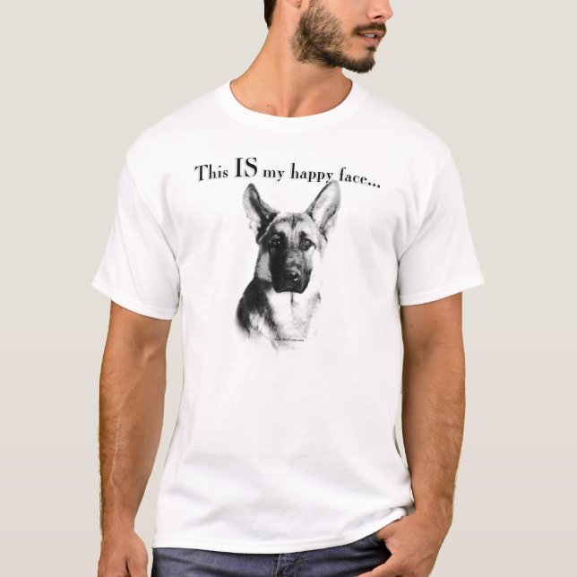 German Shepherd Happy Face T-Shirt (Front)
