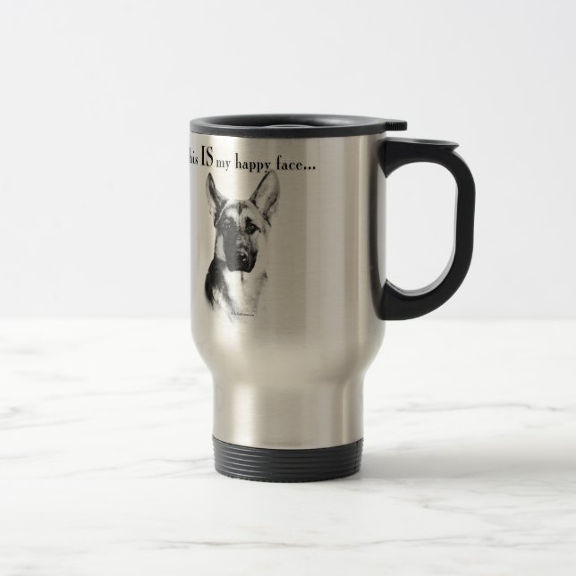 German Shepherd Happy Face Travel Mug (Right)