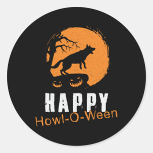 German Shepherd Happy Howl-O-Ween Vintage Funny Classic Round Sticker