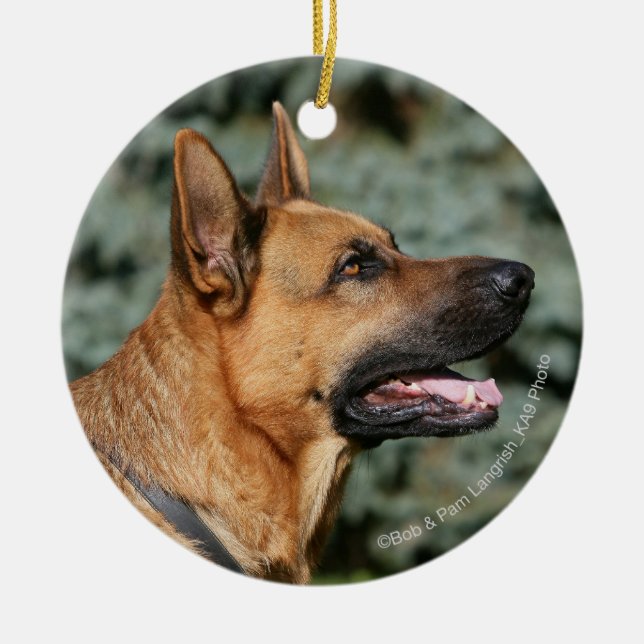 German Shepherd Headshot 1 Ceramic Ornament (Front)