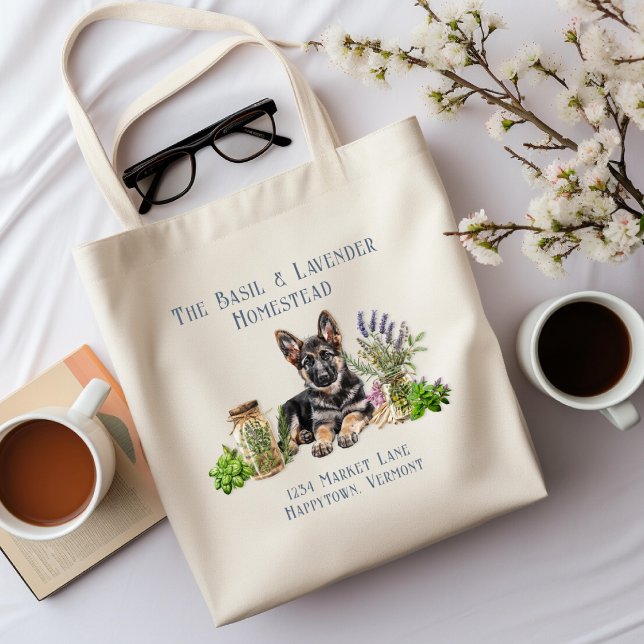 German Shepherd Herbs in Jars Homestead Name Tote Bag (Creator Uploaded)