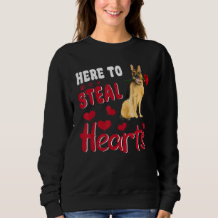 German Shepherd Here To Steal Hearts Dog Valentine Sweatshirt