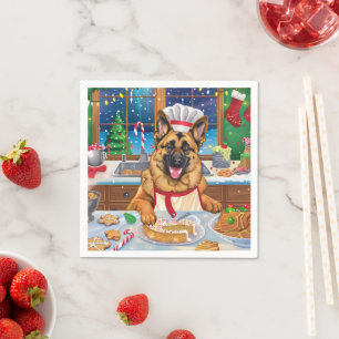 German Shepherd Holiday Baking: Festive Christmas Napkins
