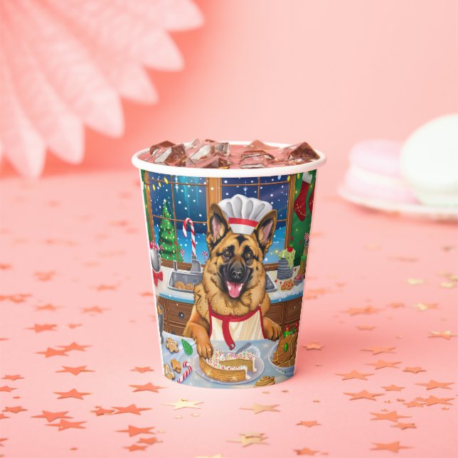 German Shepherd Holiday Baking: Festive Christmas Paper Cups (Insitu)