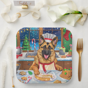 German Shepherd Holiday Baking: Festive Christmas Paper Plates