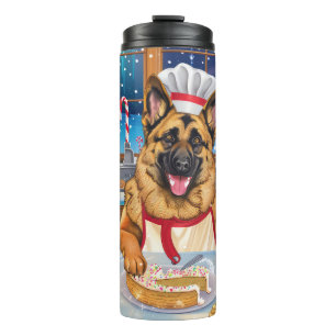 German Shepherd Holiday Baking: Festive Christmas Thermal Tumbler