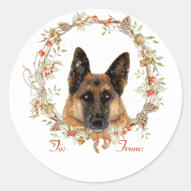 German Shepherd Holiday Gift Tags (Front)